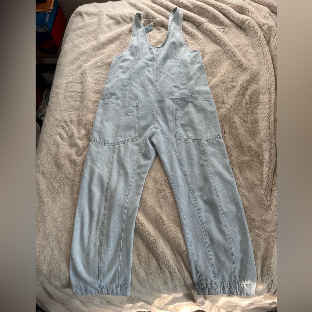 We The Free High Roller Soft Blue Denim Jumpsuit
